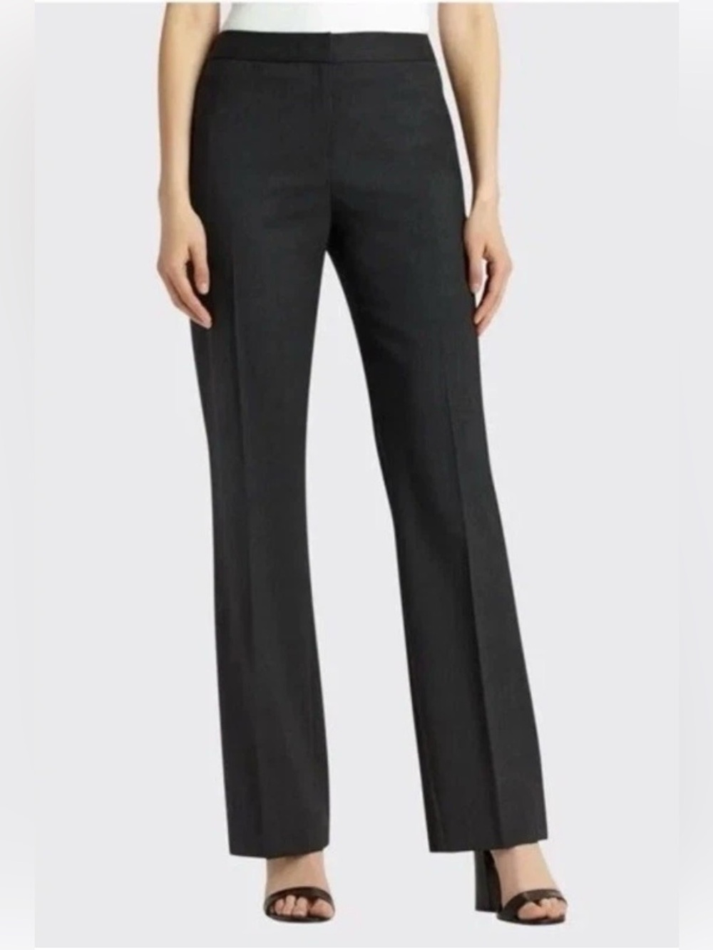Lafayette 148 New York Menswear Black Wool Elastane Wide Leg Pants Size 8